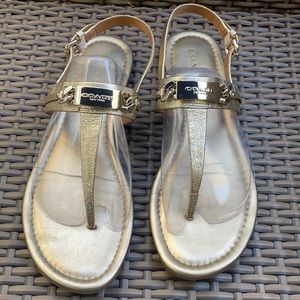 Coach Caterine T Strap Gold Sandals